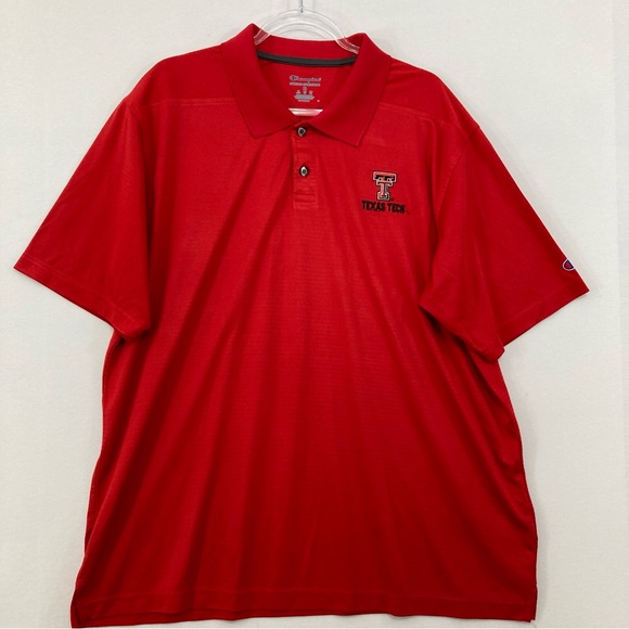 Champion Texas Tech Men's size XL Red Short Sleeve Polo Shirt - Picture 1 of 9